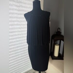 New York & Company Black Pleated Dress